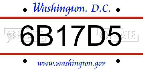 6B17D5 District Of Columbia License Plate