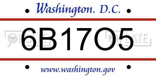 6B17O5 District Of Columbia License Plate