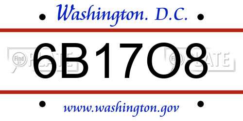 6B17O8 District Of Columbia License Plate