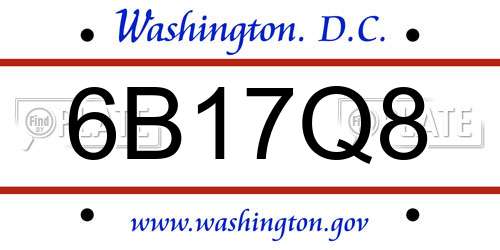 6B17Q8 District Of Columbia License Plate