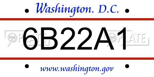 6B22A1 District Of Columbia License Plate