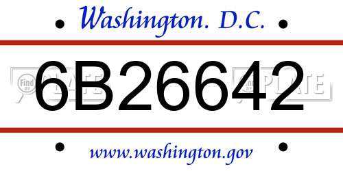 6B26642 District Of Columbia License Plate