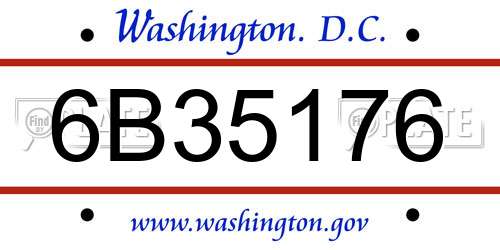 6B35176 District Of Columbia License Plate