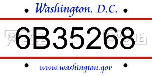 6B35268 District Of Columbia License Plate