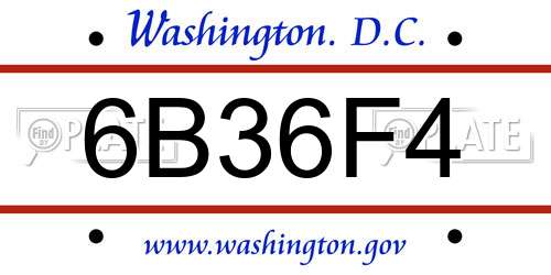 6B36F4 District Of Columbia License Plate