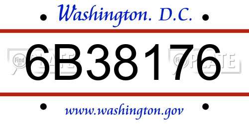 6B38176 District Of Columbia License Plate