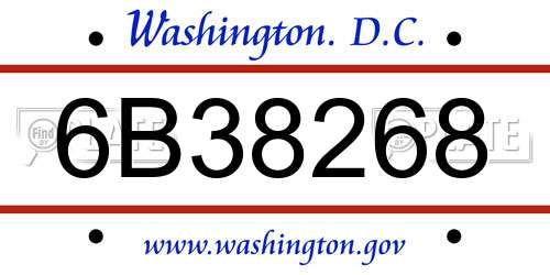 6B38268 District Of Columbia License Plate