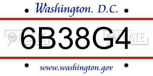 6B38G4 District Of Columbia License Plate