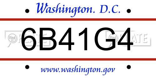 6B41G4 District Of Columbia License Plate