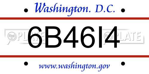6B46I4 District Of Columbia License Plate