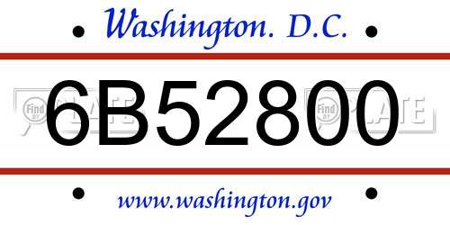 6B52800 District Of Columbia License Plate