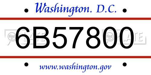6B57800 District Of Columbia License Plate