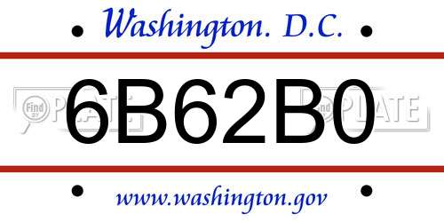 6B62B0 District Of Columbia License Plate