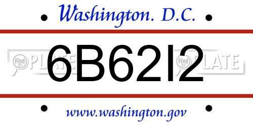 6B62I2 District Of Columbia License Plate