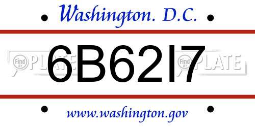 6B62I7 District Of Columbia License Plate