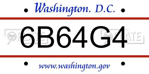 6B64G4 District Of Columbia License Plate