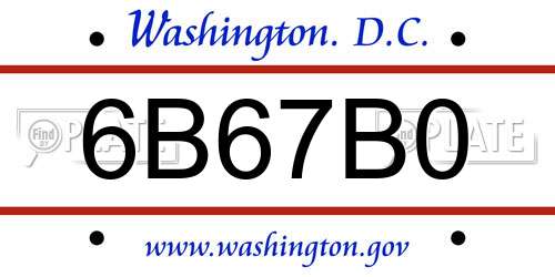6B67B0 District Of Columbia License Plate