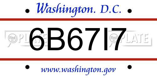 6B67I7 District Of Columbia License Plate