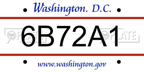 6B72A1 District Of Columbia License Plate