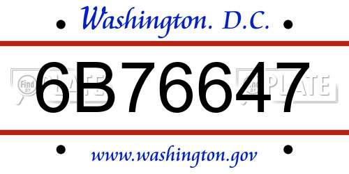 6B76647 District Of Columbia License Plate
