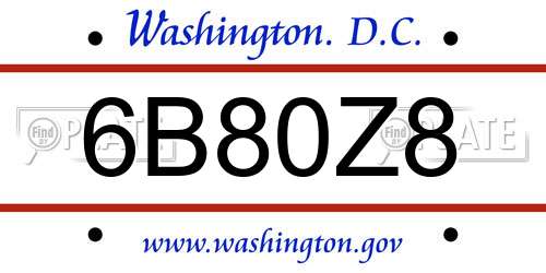 6B80Z8 District Of Columbia License Plate