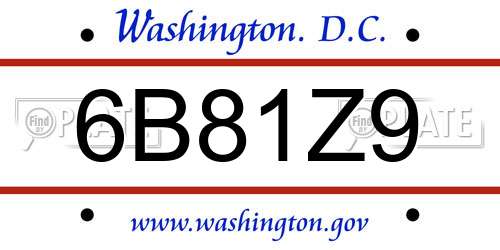 6B81Z9 District Of Columbia License Plate