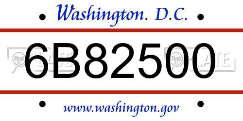 6B82500 District Of Columbia License Plate