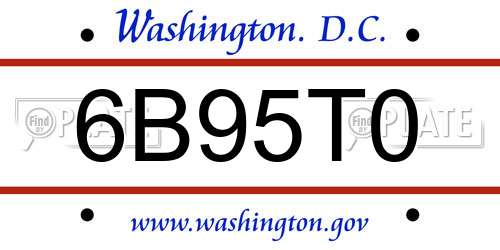 6B95T0 District Of Columbia License Plate
