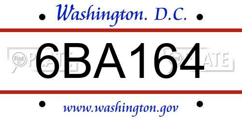 6BA164 District Of Columbia License Plate