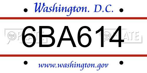 6BA614 District Of Columbia License Plate