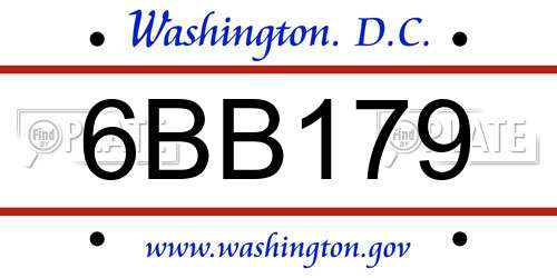 6BB179 District Of Columbia License Plate
