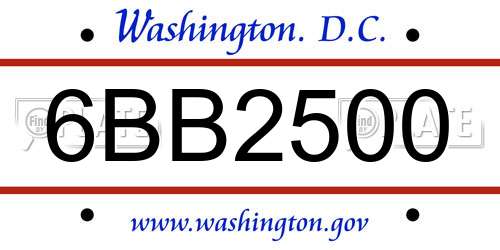 6BB2500 District Of Columbia License Plate