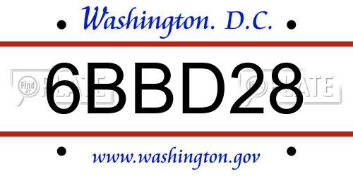 6BBD28 District Of Columbia License Plate