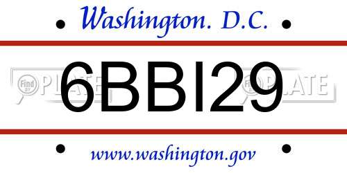 6BBI29 District Of Columbia License Plate