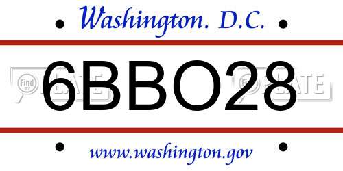 6BBO28 District Of Columbia License Plate