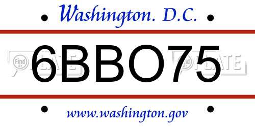 6BBO75 District Of Columbia License Plate