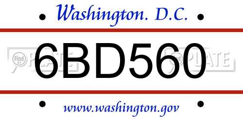 6BD560 District Of Columbia License Plate