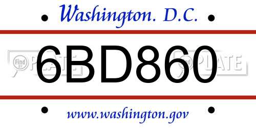 6BD860 District Of Columbia License Plate