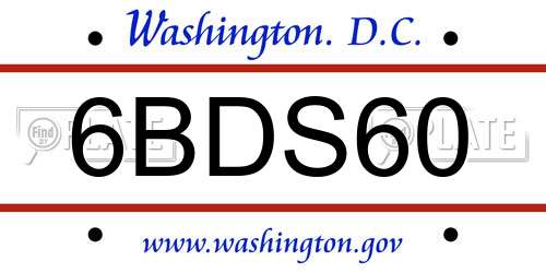 6BDS60 District Of Columbia License Plate
