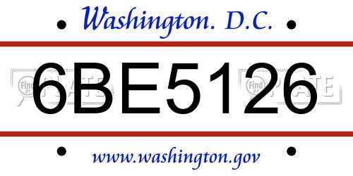 6BE5126 District Of Columbia License Plate