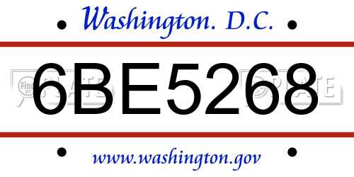 6BE5268 District Of Columbia License Plate