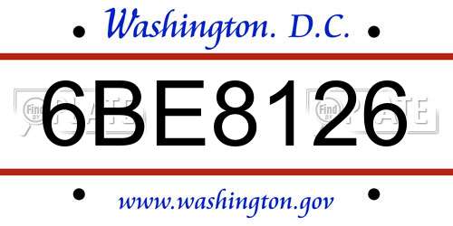 6BE8126 District Of Columbia License Plate