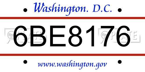 6BE8176 District Of Columbia License Plate