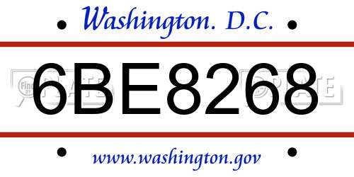 6BE8268 District Of Columbia License Plate