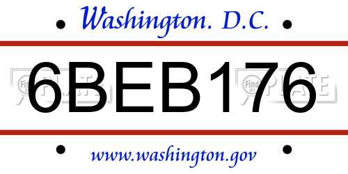 6BEB176 District Of Columbia License Plate