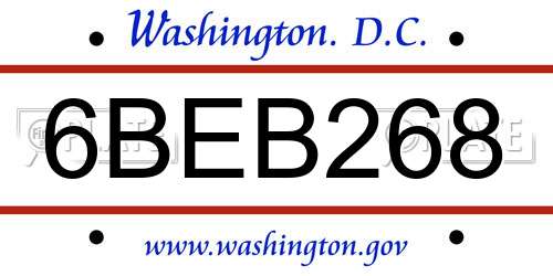 6BEB268 District Of Columbia License Plate