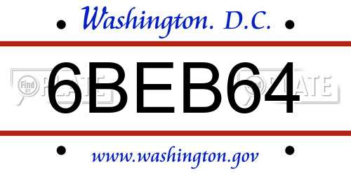 6BEB64 District Of Columbia License Plate