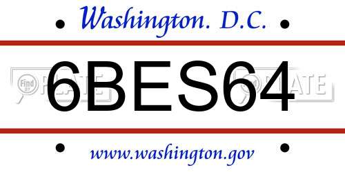 6BES64 District Of Columbia License Plate