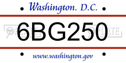 6BG250 District Of Columbia License Plate