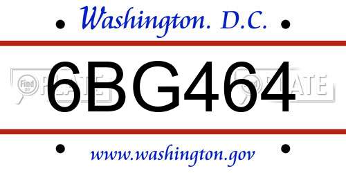 6BG464 District Of Columbia License Plate